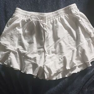 White Shein ruffle shorts